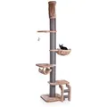 Kratzbaum Lofty · XXL Kratzturm mit Deckenspanner · Cappuccino · ca. 57 x 57 x 250-275 cm