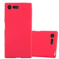 Cadorabo Hülle kompatibel mit Sony Xperia X COMPACT Schutzhülle TPU Silikon Case Frost Design Slim Kratzfest Weiche Gummi mit Rundumschutz Case Hülle für Sony Xperia X COMPACT in Rot