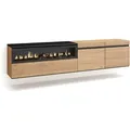 Skraut Home - Tv-schrank, Lowboard, Für Wohnzimmer Und Esszimmer, 200x45x35cm, Für Tv-geräte Bis Zu 80', Elektrokamin. Maße, Hängend, Moderner Stil, Eiche Schwarz