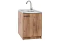 STAMAR Spülenschrank Küchenschrank 60cm Goldene Eiche Spüle Hocharmatur Olivgrün Siphon Küchenschrank 60cm Goldene Eiche Spüle Hocharmatur Olivgrün Siphon