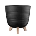 ENGELLAND Blumentopf Kübel mit Füßen & Bewässerungssystem Schwarz Ø 24 cm