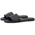Tommy Hilfiger TH LOGO HARDWARE LEATHER MULE Pantolette, Blockabsatz, Sommerschuh, Schlupfschuh mit stylischem Logoemblem schwarz 36 EU