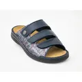 Franken-Schuhe Art. 32033-B50 Farbe: "marine" Damen Comfort Pantolette (mit loser Einage & Spezialweite "M", STRECH Einsatz für Hallux Valgus, weiches Innenfutter) "Made in GERMANY", echt Leder, STRETCH, Weite M 38 EU