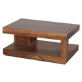 Wohnling Couchtisch Sheesham Massivholz 90x60x40 cm, Wohnzimmertisch braun, Wohnzimmermöbel modern, Massivholzmöbel Echtholz