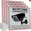 4 Stück Achtung Videoüberwachung Schild Privatgrundstück mit DSGVO Hinweis, 15