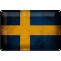 Hebold Metallschild Schild Blech 30x20cm - Made in Germany - Flagge Schweden Fahne Metall