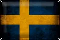 Schild Blech 30x20cm - Made in Germany - Flagge Schweden Fahne Metall Deko Blech