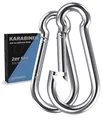 GARSIDURO® Karabinerhaken 2er Set 10x100 mm | Stahl Verzinkt DIN 5299 | Feuerwehr Karabiner Mit Schnappverschluss Als Schlüsselanhänger Oder Schwerlast Für Wohnwagen