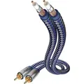 Inakustik 00404007 Cinch Audio Anschlusskabel [2x Cinch-Stecker - 2x Cinch-Stecker] 0.75 m Blau, Silber vergoldete Steckkontakte