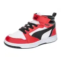 PUMA Kinder Rebound V6 Mid Sneakers 27, White Black for All Time Red