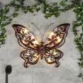 LED - Solar Wandlicht Schmetterling ca. 66 x 50cm 12 warm-weiße LED Wind Licht