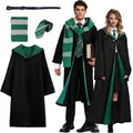 Kitimi Magic Robe, Umhang,4PCS Zauberer Cosplay Kostüm für Erwachsene,with Cape,Magic Wand,Glasses,Scarf,Tie,Halloween Wizard Costume for Cosplay,Carnival,Fancy Dress XL