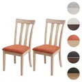 Einzelst�ck | 2er-Set Esszimmerstuhl HWC-G46, Küchenstuhl Stuhl, Stoff/Textil Massiv-Holz ~ naturfarbenes Gestell, orange