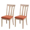 Mendler 2er-Set Esszimmerstuhl HWC-G46, Küchenstuhl Stuhl, Stoff/Textil Massiv-Holz - naturfarbenes Gestell, orange
