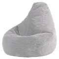 Icon Dalton Sitzsack Kinder, Grau, Flauschiger Cord Stoff, Sitzsack Cord mit Füllung, Bequemer Kinder Gaming Sessel, Kuschelsessel, Lese Sessel, Schlafzimmer, Kinderzimmer, Spielzimmer
