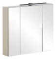 Spiegelschrank Badmöbel LED-Beleuchtung 3 Spiegeltüren Cremebeige B 80 cm