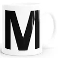 MoonWorks Kaffee-Tasse Buchstaben Buchstabe Arial Bold glänzend Kaffeetasse Teetasse Keramiktasse Weiss unisize