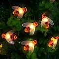 [50 LED] Solar Lichterkette aussen, 7M 8 Modi Bienenlichterketten, lichterkette