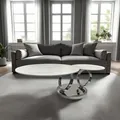 riess-ambiente Design Couchtisch DANCING RINGS weiß rund drehbar Marmor Keramik Chrome Gestell