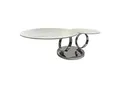 riess-ambiente Design Couchtisch DANCING RINGS weiß rund drehbar Marmor Keramik Chrome Gestell