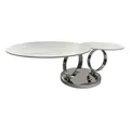 Riess Ambiente Design Couchtisch Dancing Rings - weiß - Chrome - rund drehbar Marmor Keramik Metall Beistelltisch Tisch