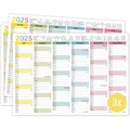 TOBJA Wandkalender A4 Tafelkalender Bunt 2025 3er Set, Wandkalender, Jahresplaner, Schulferien, Feiertage, Kalender 2025