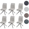 6er-Set Esszimmerstuhl HWC-N99, Küchenstuhl, drehbar Auto-Return, Stoff/Textil Chenille (340g/m2) Öko-Tex ~ creme