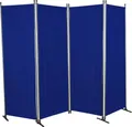 ANGERER Paravent 4-teilig, Sicht- & Sonnenschutz, Raumtrenner, Innen & Outdoor Büro Balkon/Terrasse, Schlafzimmer, Garten, Made in Germany, waschbare Bezüge, Swingtex blau