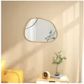 HOMCOM Wandspiegel Asymmetrisch, 80 x 60 cm Badezimmerspiegel mit Holzrahmen (Badezimmerspiegel, 1-St., Dekospiegel), für Bad, Wohnzimmer, Flur, Schlafzimmer, Natur beige 80 cm x 60 cm x 2.1 cm