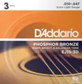 D'Addario EJ15-3D Phosphor Bronze - extra light  (010-047) - 3-er Pack