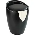 Wenko Hocker Candy Black Matt mit Wäschesack Kunststoff (ABS) 36 x 50.5 x 36 cm