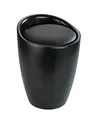 WENKO Badhocker Candy Schwarz matt, Sitzgelegenheit, Hocker mit Stauraum für das Badezimmer und Wohnzimmer, integrierter Wäschesammler, ABS-Kunststoff, BPA-frei, Fassungsvermögen 20 L, Ø 36 x 50,5 cm