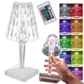 RGB LED Tischlampe Kristall Touch Fernbedienung Akku USB Nachtlicht
