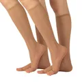 CALZITALY 2 Paar Zehenfreie Kniestrümpfe | Feine Damen Kniestrümpfe für Peep Toe | Open Toe Strümpfe | 10 DEN | Hautfarbe, Schwarz | Einheitsgröße | Made in Italy (Einheitsgröße, Hautfarbe)