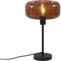 QAZQA Retro Tischleuchte Schwarz mit Bronzeglas Bizle
