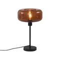 Qazqa Retro Tischleuchte mit Glas, Tischlampe - Bizle - Bronze, Rund, max. 15W, Geeignet für LED, 46cm, Ideal als Schlafzimmerlampe und Wohnzimmerlampe
