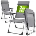 Casaria® Gartenstühle 2er Set Klappbar 6-Fach Verstellbar Alu mit hoher Rückenlehne Liegefunktion Faltbar Balkon Campingstuhl Klappstuhl Hochlehner