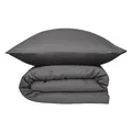 Schiesser Bettwäscheset Ella | 2-teilig | Uni | Satin | 100% Baumwolle | Oeko-TEX | Reißverschluss | 135x200cm + 80x80cm | Dunkelgrau