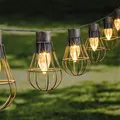 LED Solar Lichterkette mit 10 Lampen ca. 3,8m Solarpanel 2m Zuleitung Batterie