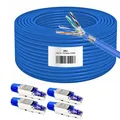 ARLI Cat8 Verlegekabel 50m Cat 8.1 Netzwerkkabel + 4x RJ45 Netzwerkstecker Installationskabel, Rj45 Netzwerkstecker Cat8.1, (5000 cm), Metermarkierung
