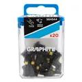 GRAPHITE Schlagbits TX15 x 25 mm, 20 Stück, 1/4“ Sechskant-Aufnahme, S2-Stahl, in Kunststoffbox, Pro Schrauber Bit Set - Schraubendreher Torx Bits Set, Schrauber-Bit, Sechskantschaft (TX15)