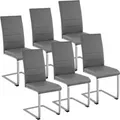 Tectake Set Schwingstuhl Bettina Gepolstert Mit Kunstlederbezug Hohe Rückenlehne 6Er Set 41 x 52 x 99 cm Grau