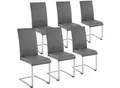 tectake® Set Schwingstuhl, gepolstert mit Kunstlederbezug, flaches Stahlgestell in C-Form, 41 x 52 x 99 cm