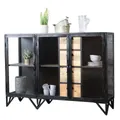 baario Sideboard Sideboard BARBAR Metall Glas, schwarz Industrial Style Kommode Vitrine