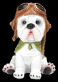 Hunde Figur Bulldogge Frank – Pilot Statue Sammlerfigur Dekofigur Geschenk 15 cm