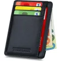 Frentree® Kartenetui aus Leder, minimalistisches Portemonnaie mit RFID Schutz und Sichtfenster, für EC Karten und Geldscheine, schlanke Geldbörse