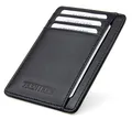 Frentree® Kartenetui aus Leder, Mini Geldbörse mit RFID Schutz und Sichtfenster für EC Karten und Geldscheine, kleines schlankes Portemonnaie Geldbeutel Etui