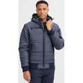 BLEND BHBoris Herren Winterjacke Steppjacke Jacke gefüttert mit abnehmbarer Kapuze Reißverschlusstaschen Regular fit - Blau - S