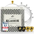 BELFORT Gitarrensaiten 1 Satz – 6 Saiten + extra 1E (.028/.043), Transparent 
