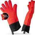 AVANA Silikon Ofenhandschuhe Hitzebeständig 250°C Anti-Rutsch Kochhandschuhe Rot